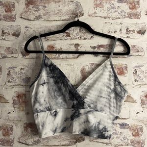 SHEIN Black & White Tye Dye Crop Tank top
